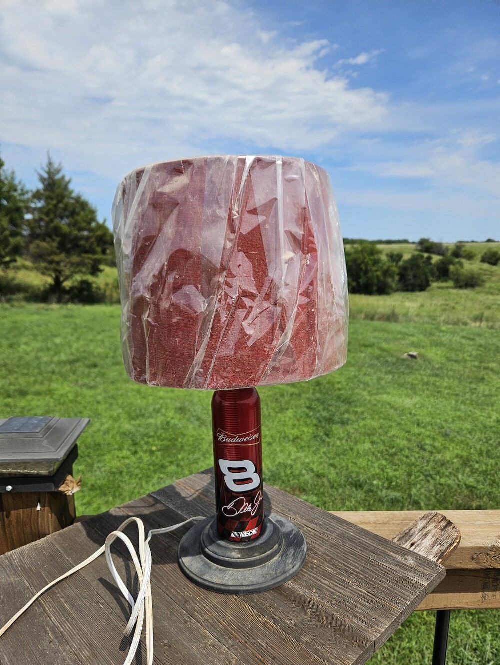 BUDWEISER BEER MAN CAVE Upcycled Aluminum Bottle Lamp Bar Decor Light Shade 16oz